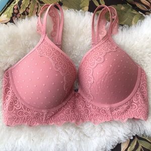 Aerie Brooke plunge push-up bra flora lace